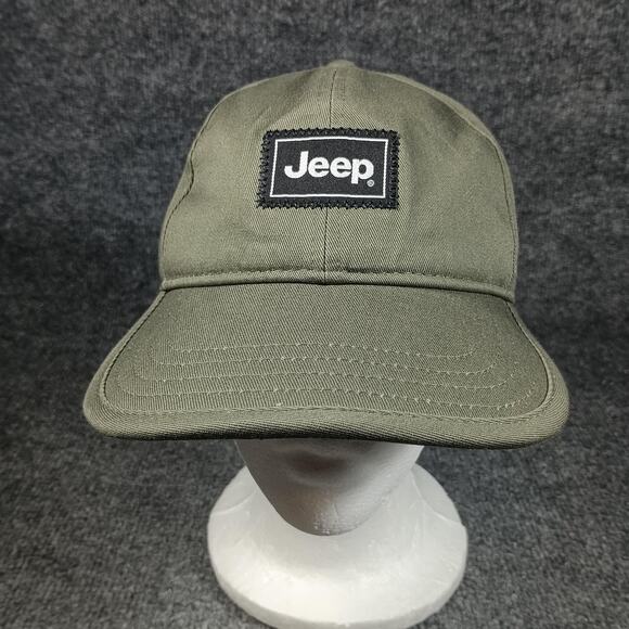 Jeep Hat Cap Strap Back Olive Green Patch Embroidered Mens Dad Hat Twill Canvas - Picture 1 of 10